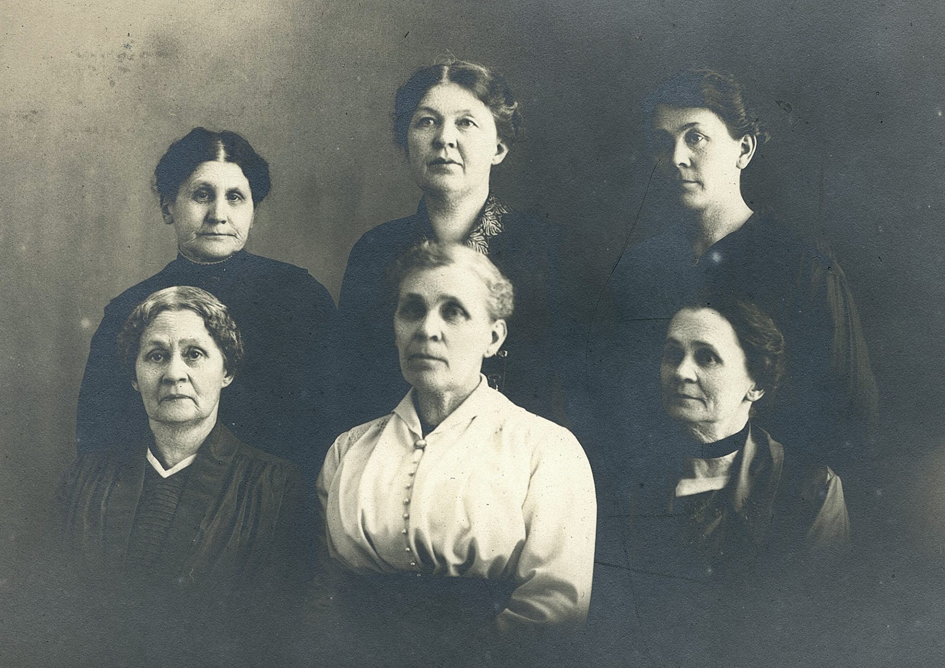 Photo restoration of Antique photo of six women