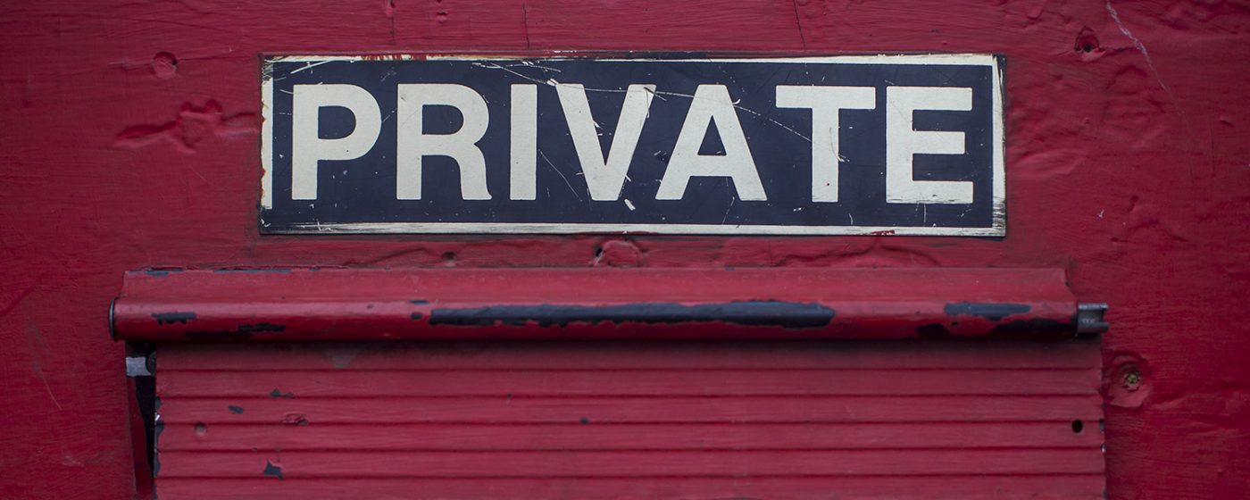 Private sign above a mailbox