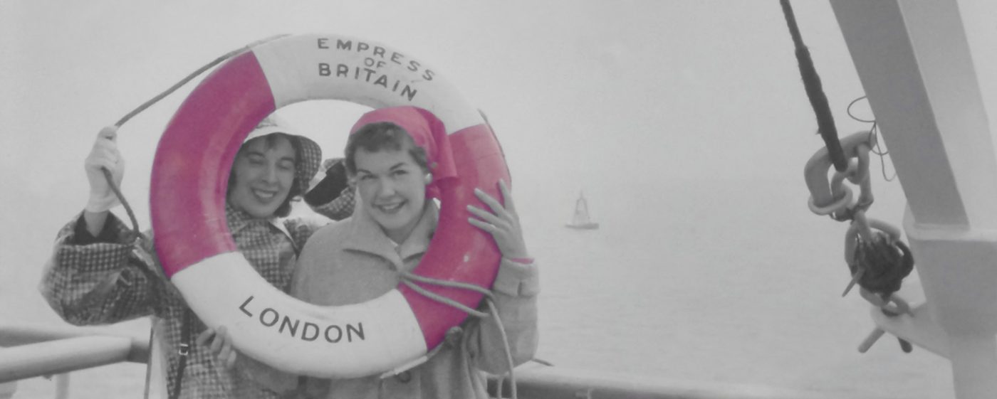 women on boat to england
