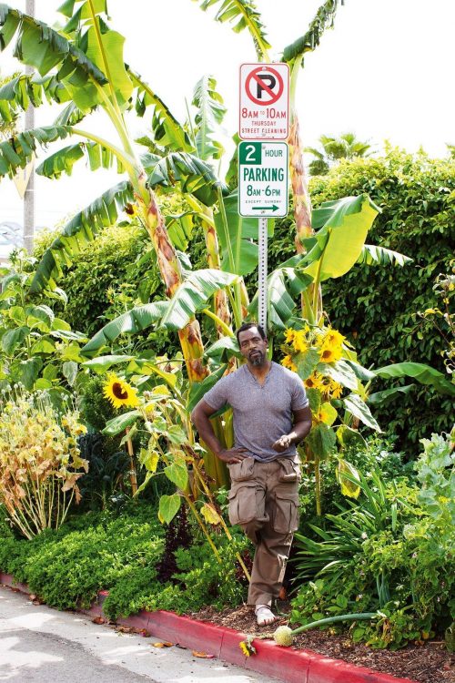 Ron Finlay in front of his street garden